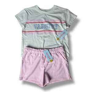 Girls' Short Sleeve Varsity Graphic T-Shirt & Pink Shorts - Cat & Jack™  M